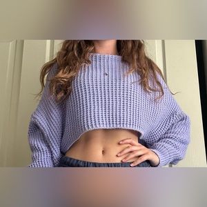 Lilac nasty gal knit sweater cropped
